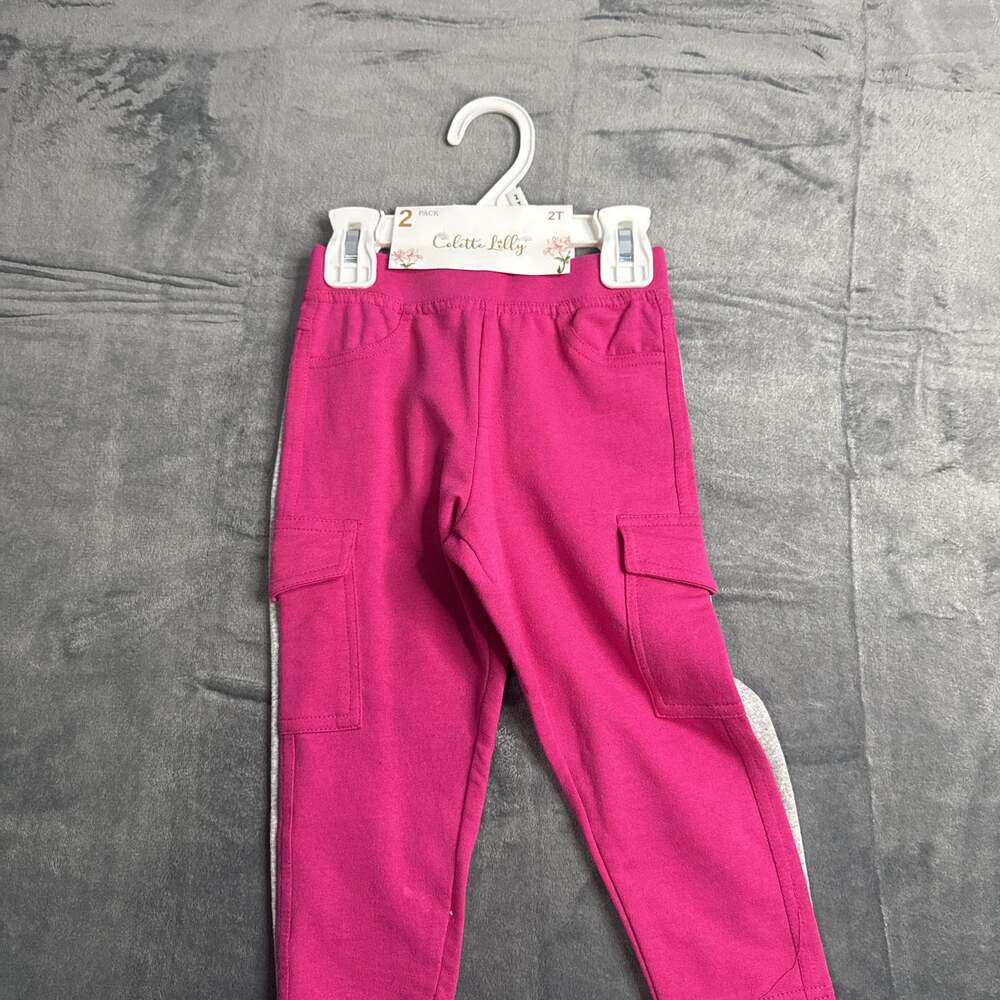 GALETTE LILLY TODDLER GIRLS PINK AND BLACK 2-PACK LEGGINGS SIZE 2T BRAND NEW